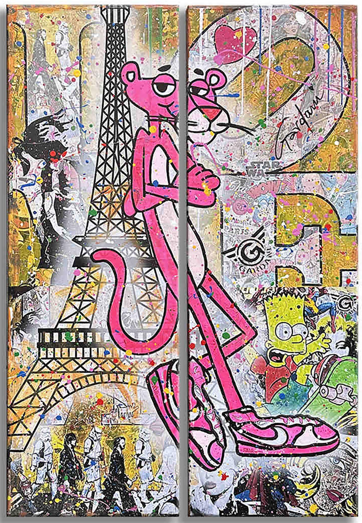 Pink Paris â€" OriginalgemÃ?lde auf Leinwand, GemÃ?lde, Acryl auf Leinwand – Painting von Gardani Art