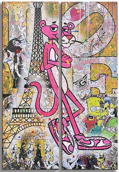 Pink Paris â€“ Original Painting on canvas, Painting, Acrylic on Canvas