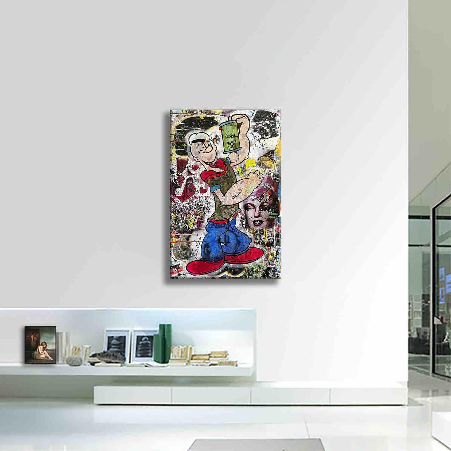 Ricordi di Braccio di Ferro - Pittura originale su tela, Pittura, Acrilico su tela - Painting Pop Art di Gardani Art