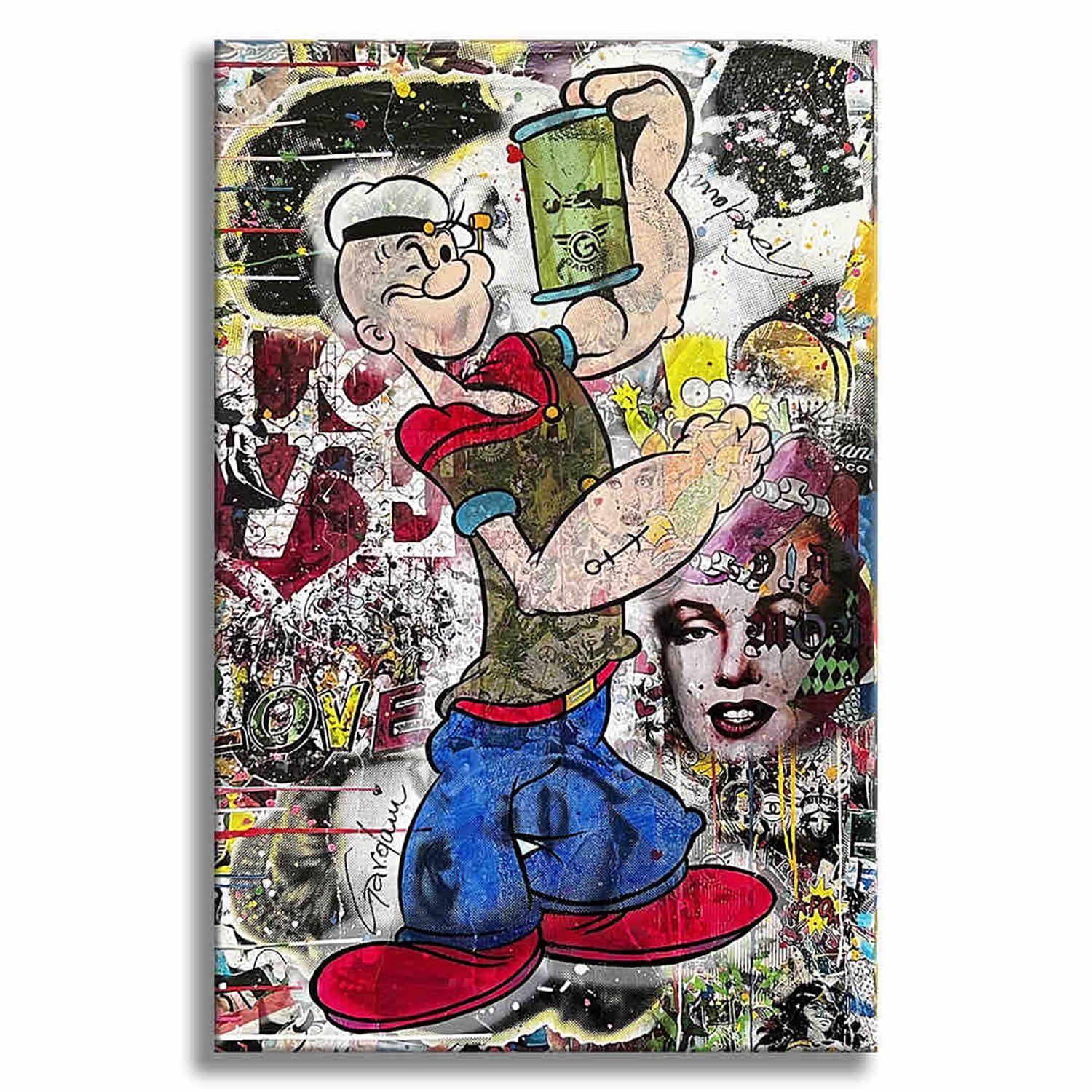 Ricordi di Braccio di Ferro - Pittura originale su tela, Pittura, Acrilico su tela in vendita 2