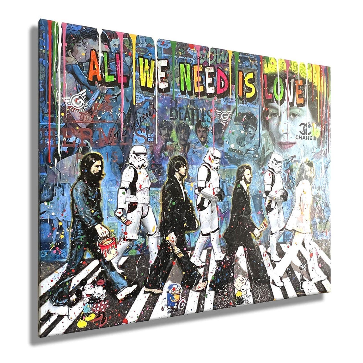 Queen Beatles Troopers â€“ Original Painting, Painting, Acrylic on Canvas For Sale 1