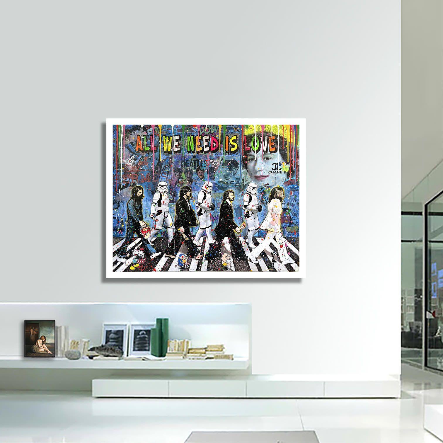 The Beatles Troopers - Peinture originale, Peinture, Acrylique sur toile en vente 2