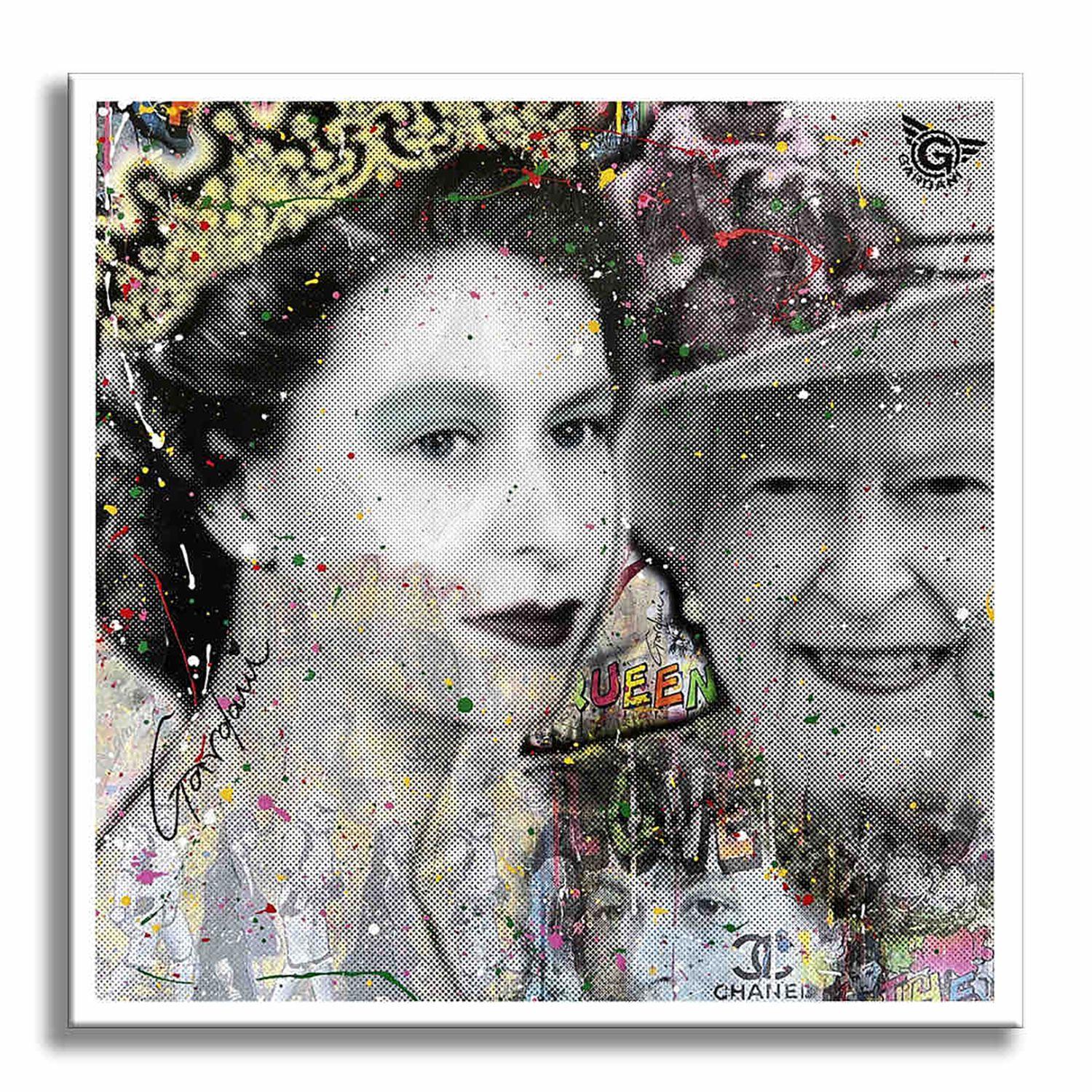 Queen Elizabeth II â€“ Original Painting on Canvas, Painting, Acrylic on Canvas For Sale 1