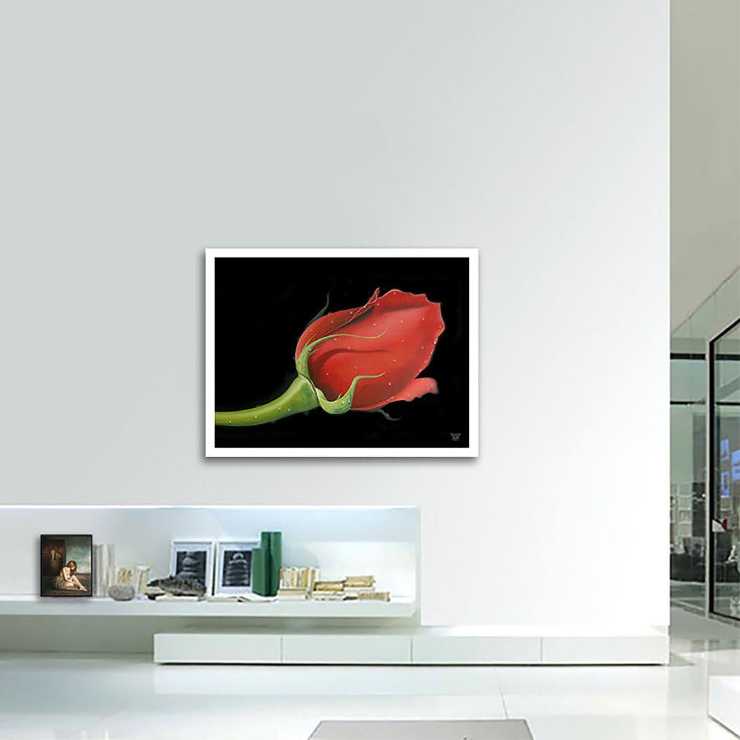 Rote Rose, Gemälde, Öl auf Leinwand (Realismus), Painting, von Gardani Art