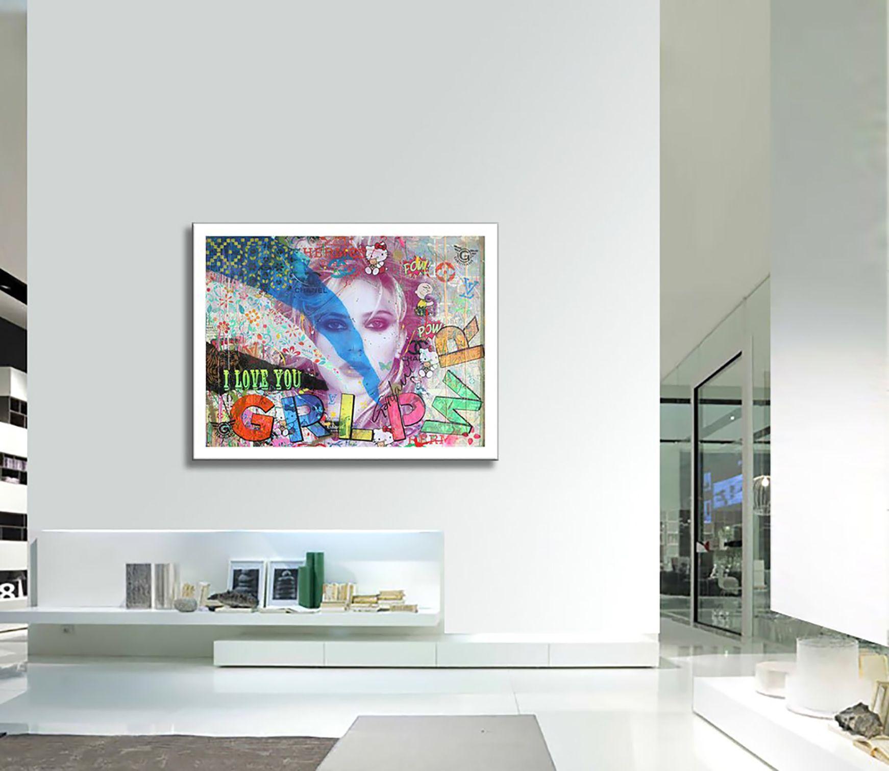 Scarlett Johansson in the shell, Painting, Acrylic on Canvas For Sale 3