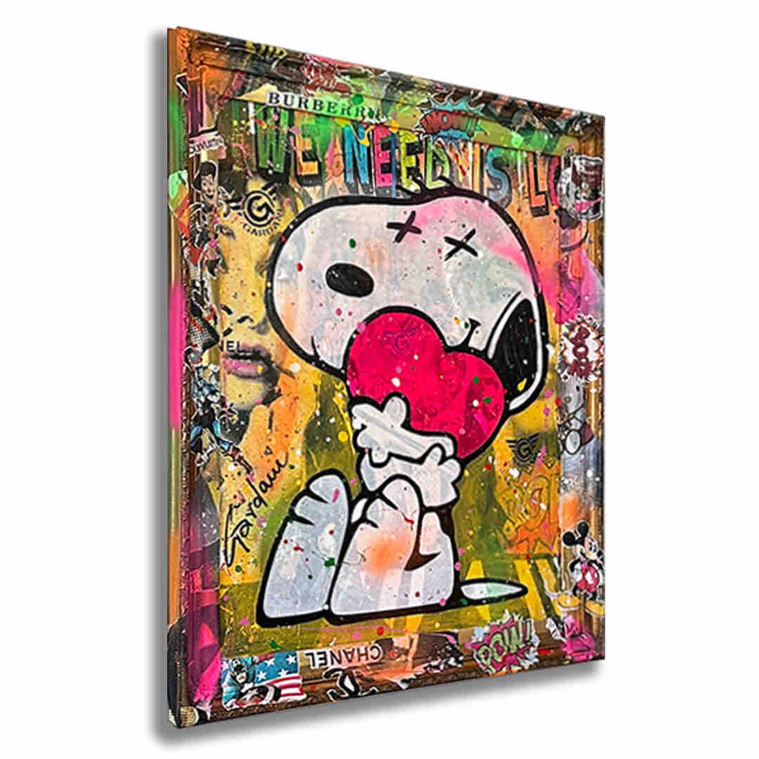 Sending Love Snoopy â€“ Original Painting on canvas, Painting, Acrylic on Canvas 2