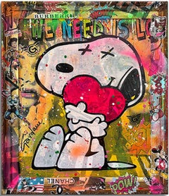 Sending Love Snoopy â€“ Original Painting on canvas, Painting, Acrylic on Canvas