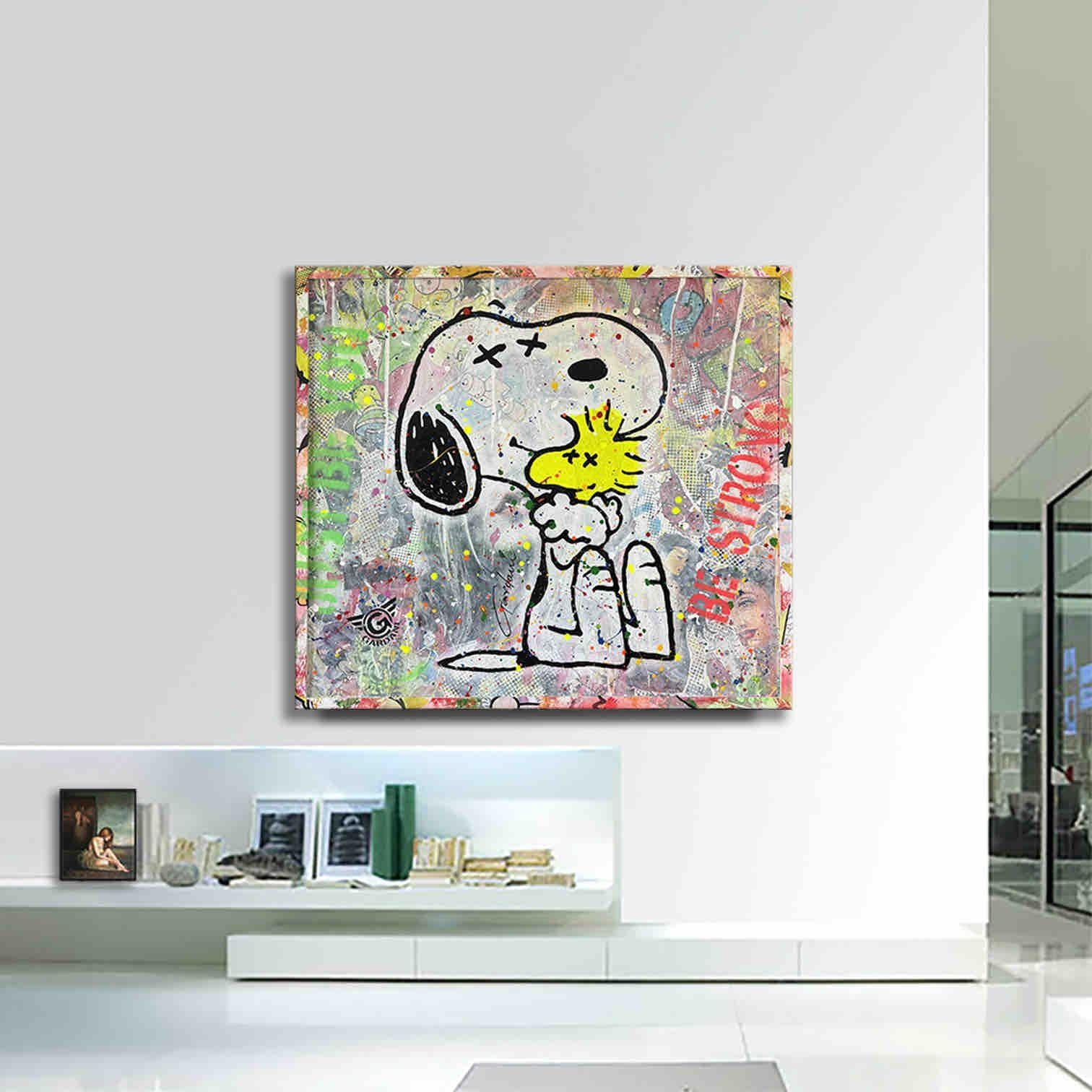 Snoopy a Hug for You â€“ Original Painting on canvas, Painting, Acrylic on Canva For Sale 2