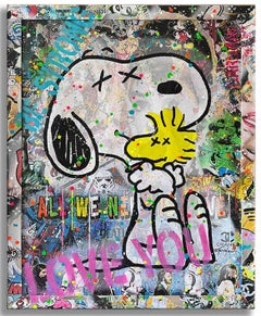 Snoopy Always be Friends, Painting, Acrylic on Canvas