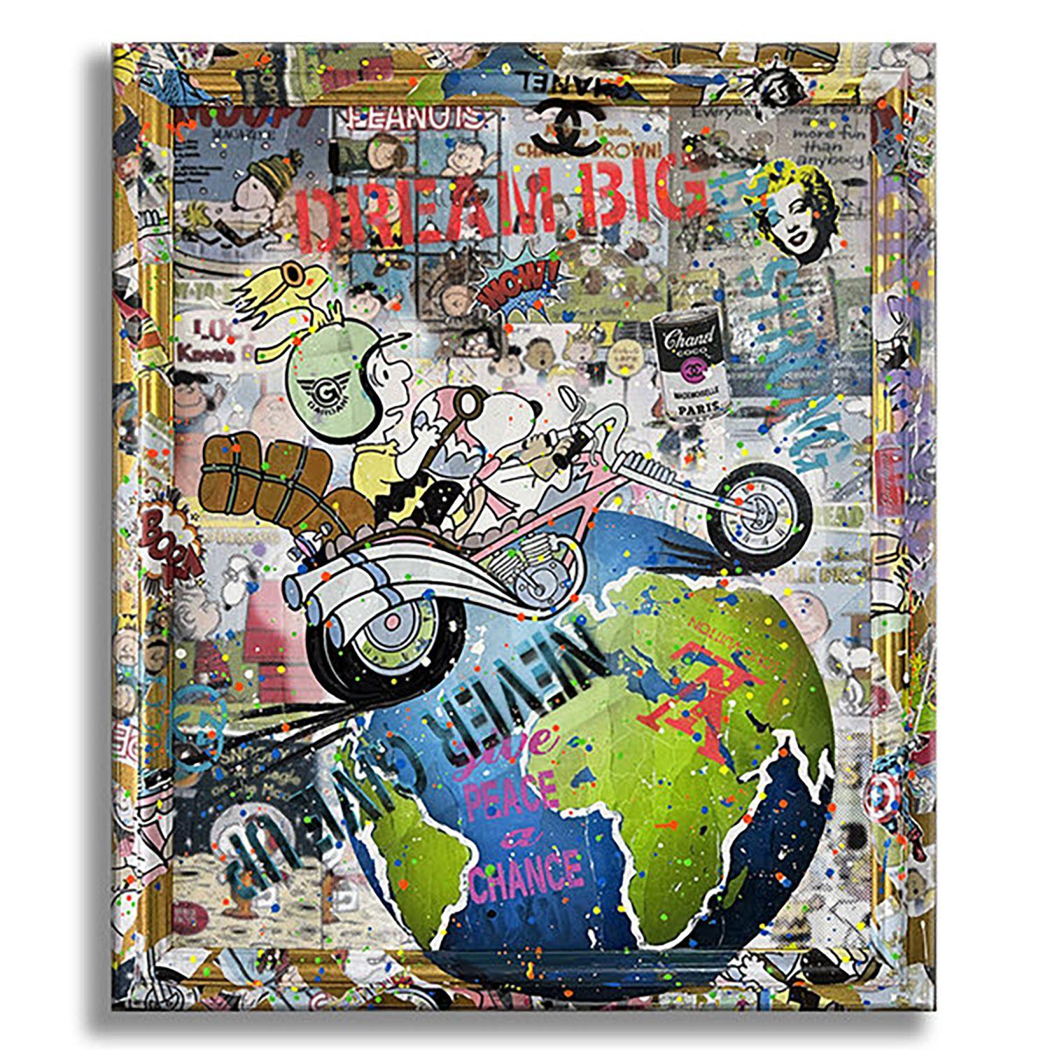 Snoopy Around the Worldâ€“ Original Painting on Canv, Painting, Acrylic on Canva For Sale 4