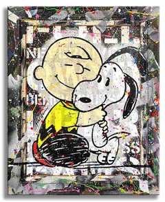 Snoopy & Charlie Brown Hug â€“ Original Painting on, Painting, Acrylic on Canvas