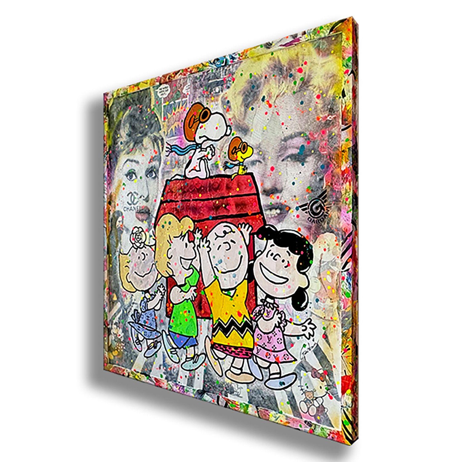 Snoopy fliegend, Gemälde, Acryl auf Leinwand (Pop-Art), Painting, von Gardani Art
