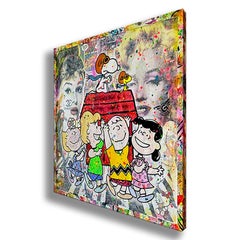 Snoopy Flying, Painting, Acrylic on Canvas