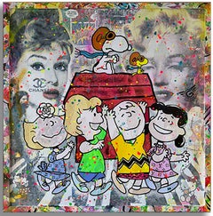 Snoopy Flying, Painting, Acrylic on Canvas