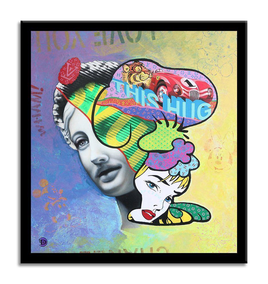Snoopy hug Graceful goodness, Gemälde, Öl auf Leinwand (Pop-Art), Painting, von Gardani Art