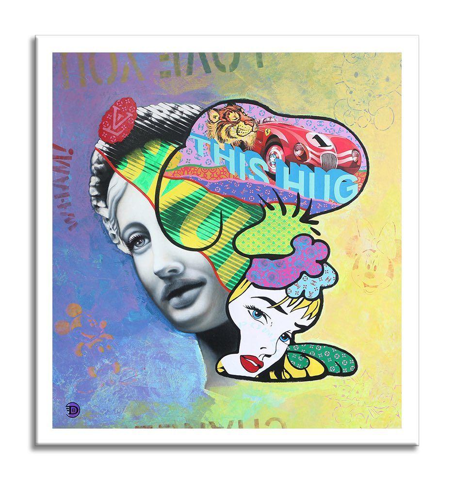 Einzigartiges Pop-Art-Originalgemälde auf Leinwand von Gardani für Sie verfügbar. Handsigniert vom Künstler auf der Vorder- und Rückseite, mit offiziellem Gardani-Echtheitszertifikat mit einer einzigartigen Dollarschein-Sequenz als