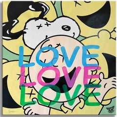 Snoopy i love u lots! - Original Painting on Canva, Painting, Acrylic on Canvas