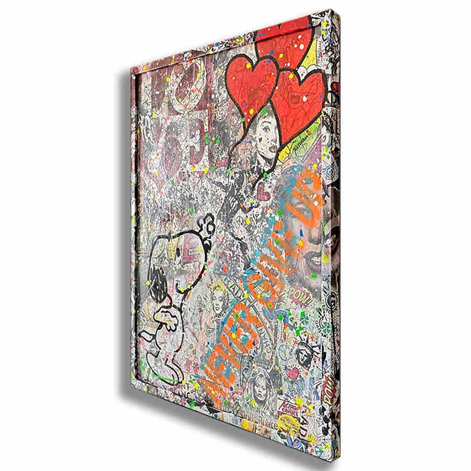 Einzigartiges Pop-Art-Originalgemälde auf Leinwand von Gardani, handsigniert vom Künstler auf der Vorder- und Rückseite, kommt mit offiziellem Gardani-Echtheitszertifikat mit einer einzigartigen Dollarschein-Sequenz als Registrierungsnummer für