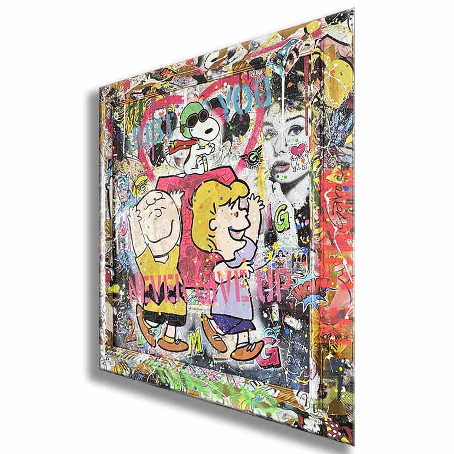 Einzigartiges Pop-Art-Originalgemälde auf Leinwand von Gardani, handsigniert vom Künstler auf der Vorder- und Rückseite, kommt mit offiziellem Gardani-Echtheitszertifikat mit einer einzigartigen Dollarschein-Sequenz als Registrierungsnummer für