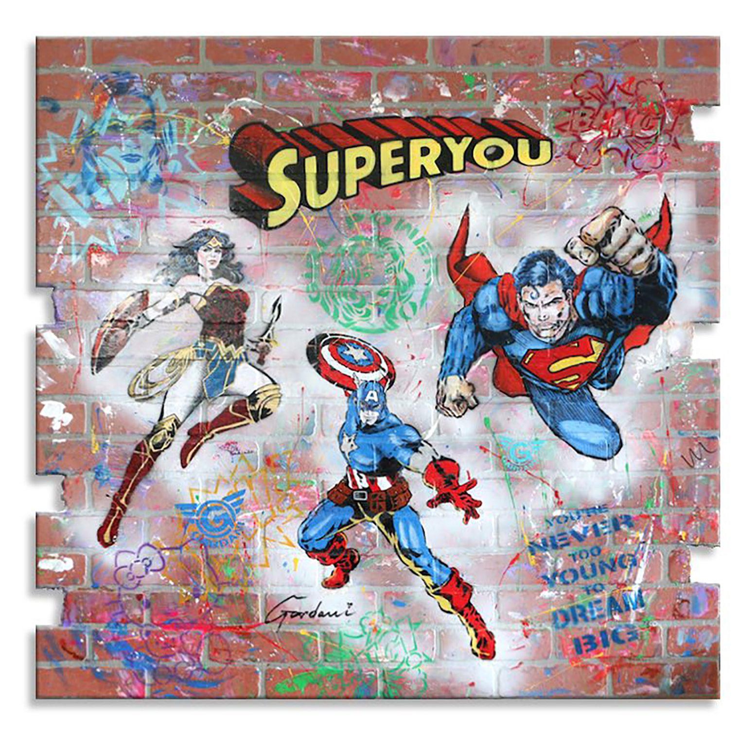 Super you, Gemälde, Acryl auf Holzplatte im Angebot 1
