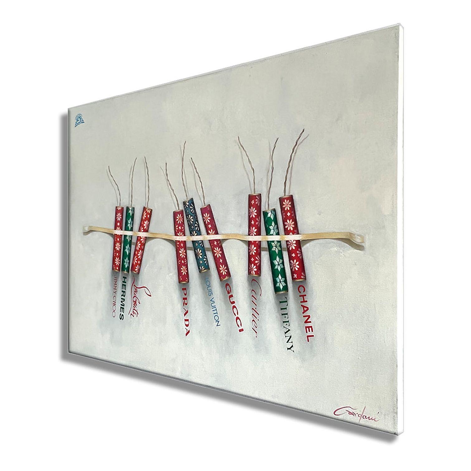 TiffanyâEs Fireworks â€“ Original Painting on canvas, Painting, Oil on Canvas For Sale 2