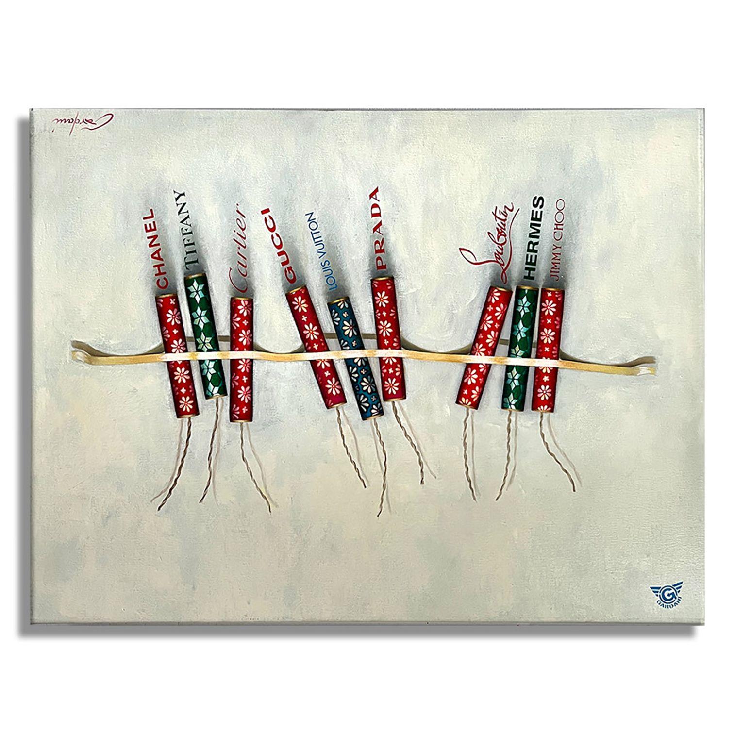 TiffanyâEs Fireworks â€“ Original Painting on canvas, Painting, Oil on Canvas For Sale 4