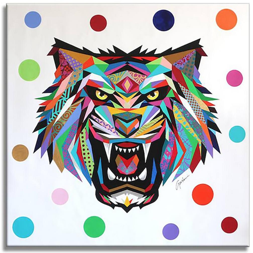 Tiger Brasilien, Gemälde, Acryl auf Leinwand