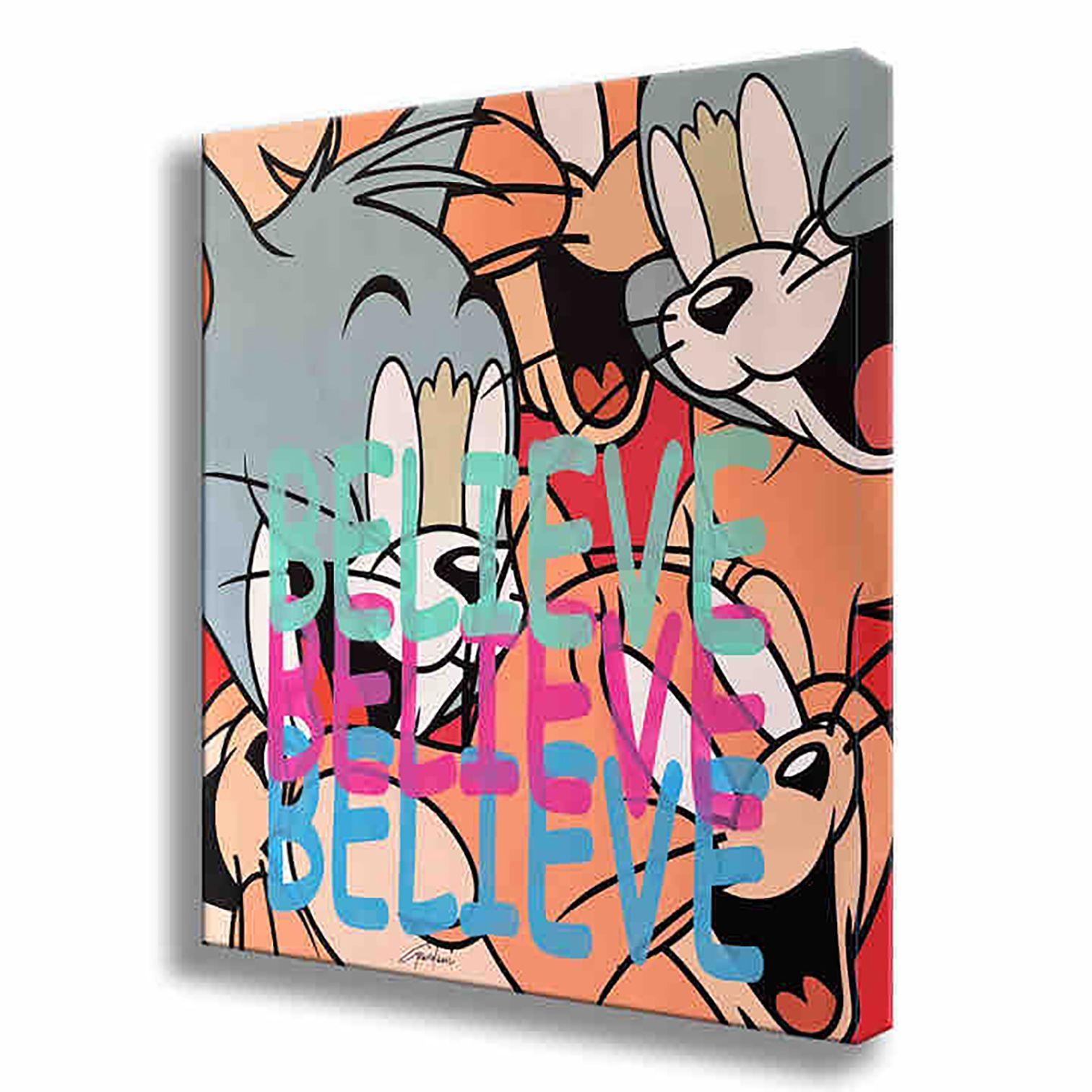 Tom Jerry Believe, Painting, Acrylic on Canvas For Sale 1