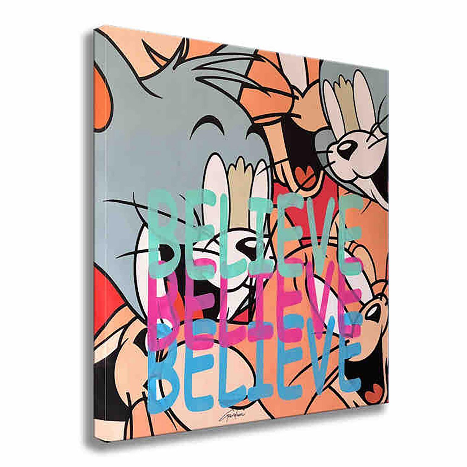 Tom Jerry Believe, Painting, Acrylic on Canvas For Sale 2