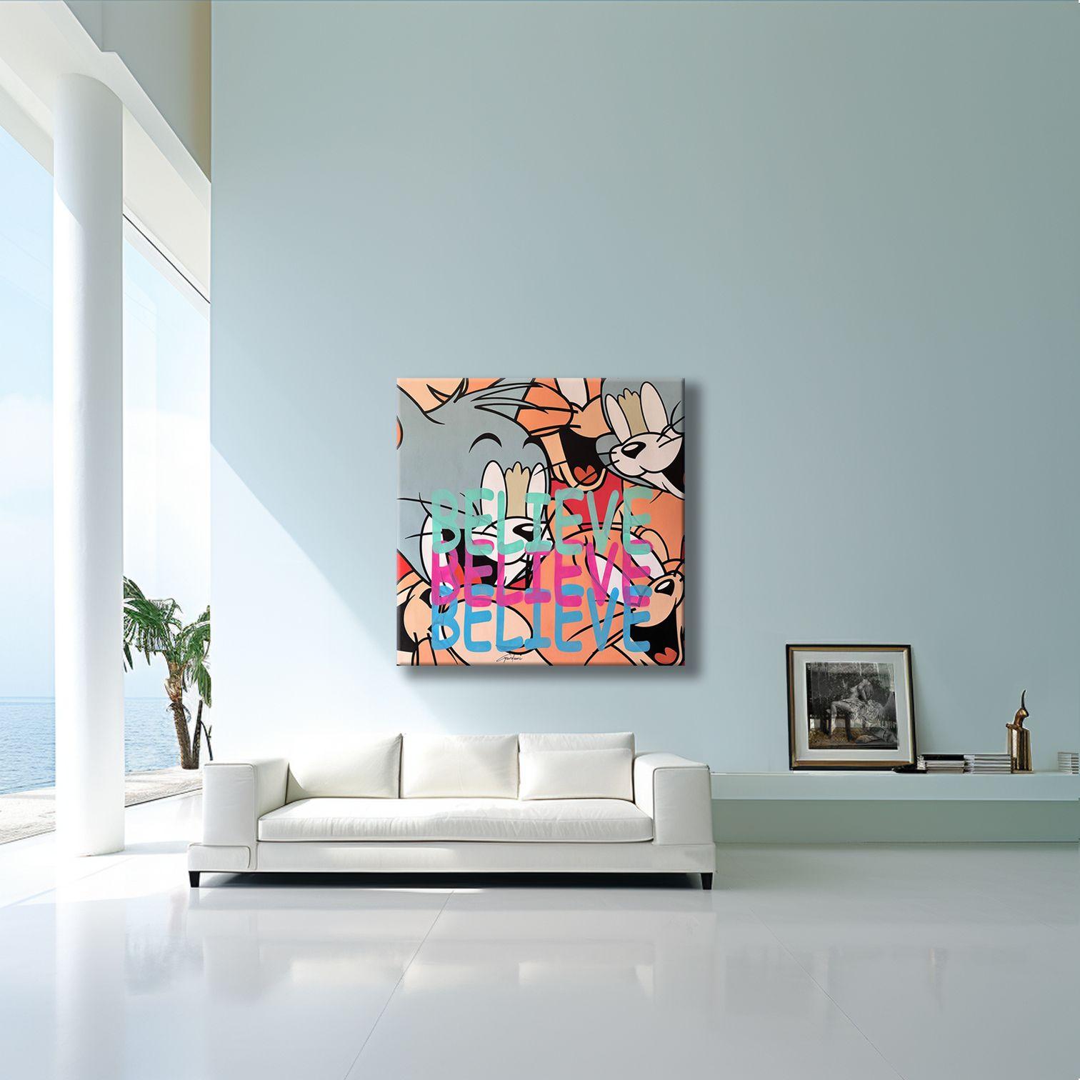 Tom Jerry Believe, Painting, Acrylic on Canvas For Sale 3
