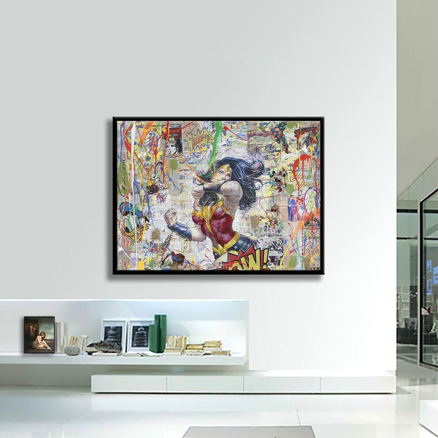 Wonder Woman, peinture, acrylique sur toile en vente 1