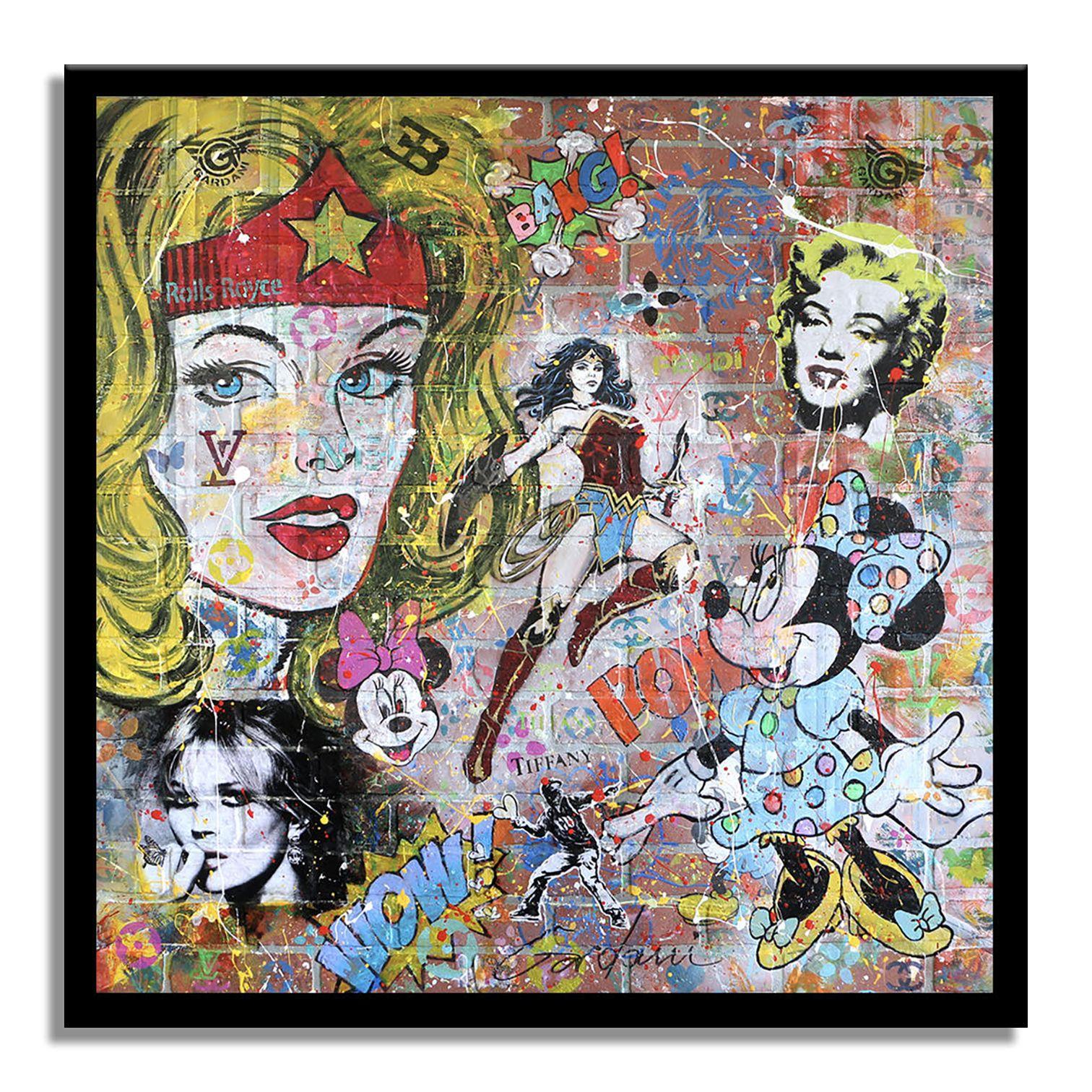 Wonder Woman Rolls Royce, Gemälde, Acryl auf Holzplatte (Pop-Art), Painting, von Gardani Art