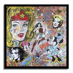 Wonder Woman Rolls Royce, Painting, Acrylic on Wood Panel