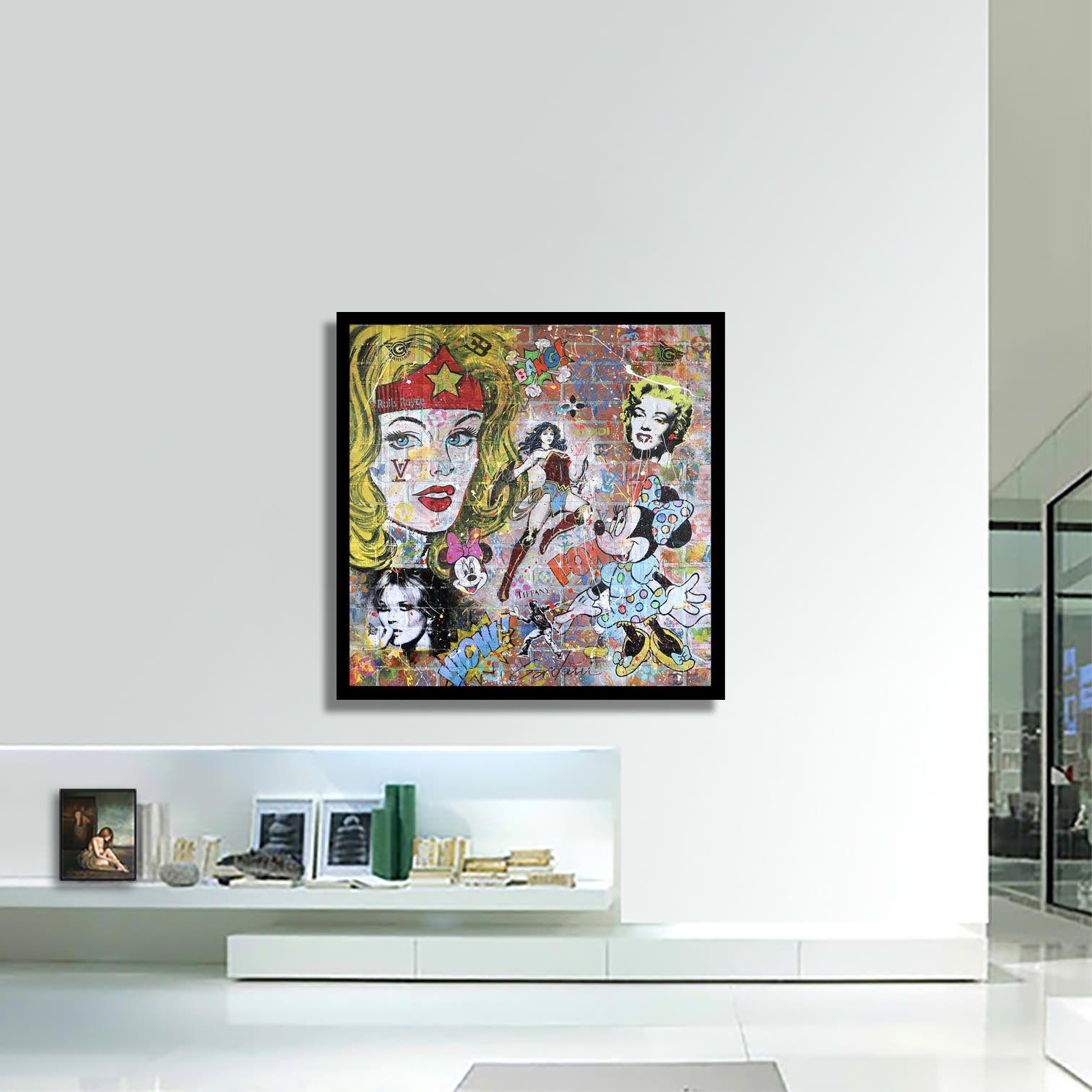 Einzigartiges Pop Art Originalgemälde auf Fiberglas Brooklyn Brick Wall von Gardani für Sie verfügbar. Handsigniert vom Künstler auf der Vorder- und Rückseite, mit offiziellem Gardani-Echtheitszertifikat mit einer einzigartigen Dollarschein-Sequenz