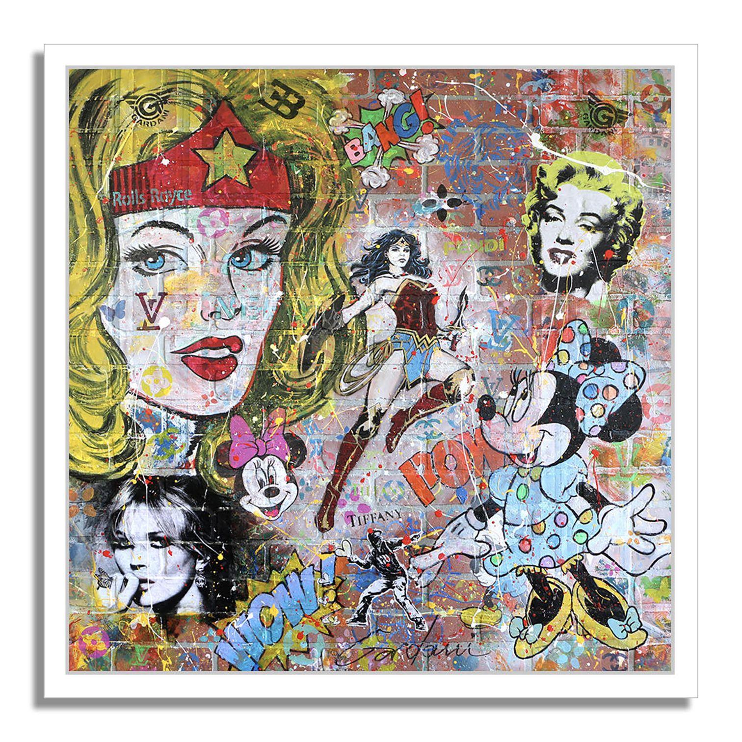 Wonder Woman Rolls Royce, Gemälde, Acryl auf Holzplatte im Angebot 1