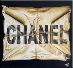 Enveloppé avec Chanel noir, Peinture, Huile sur toile