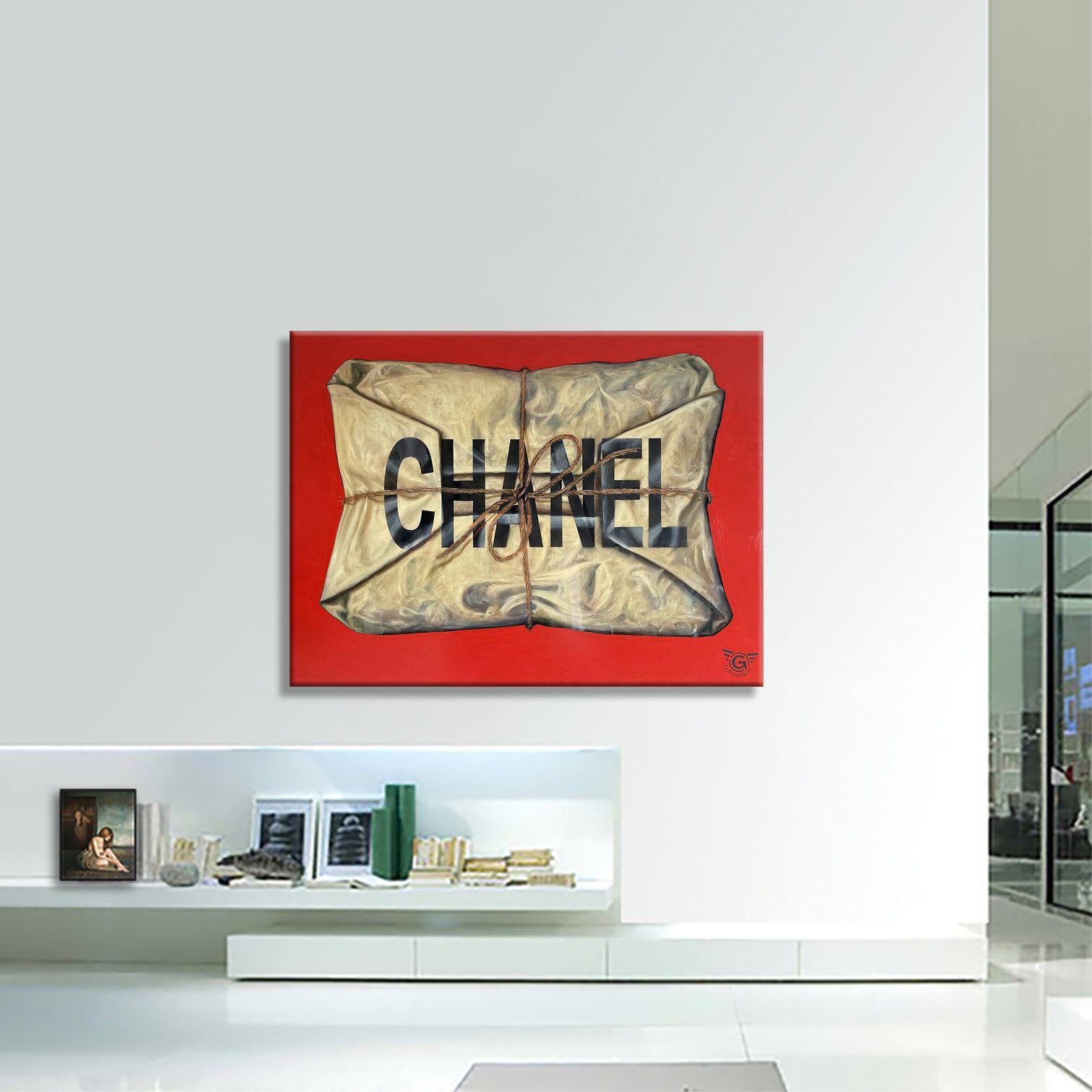 Wrapped with Chanel RED, Painting, Oil on Canvas For Sale 3