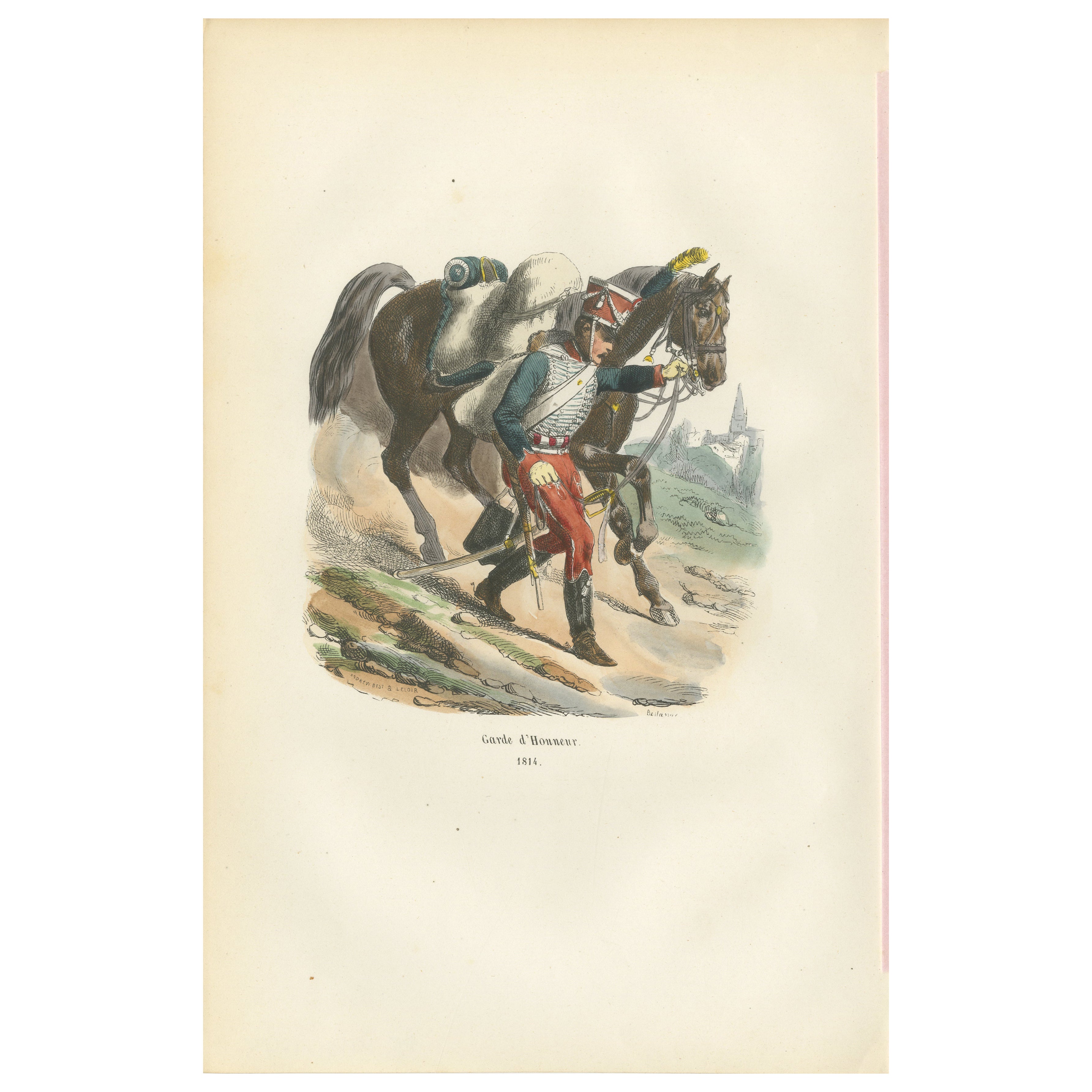 Garde d
Honneur, Soldat der kaiserlichen Garde, handkolorierter Militärdruck, 1843