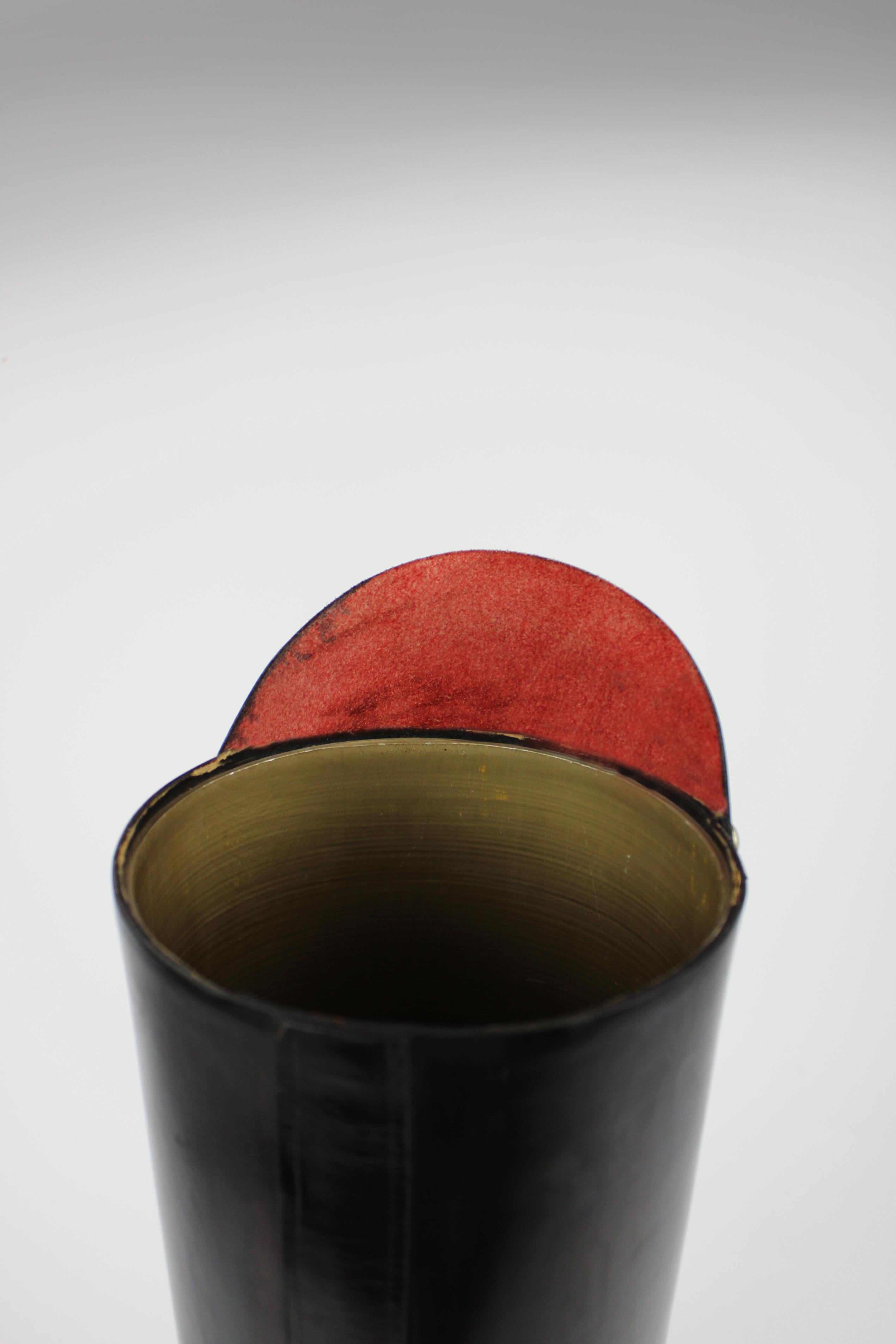 20th Century Garde Republicaine Boot leather Umbrella stand Mid century Modern 1950's Italy For Sale