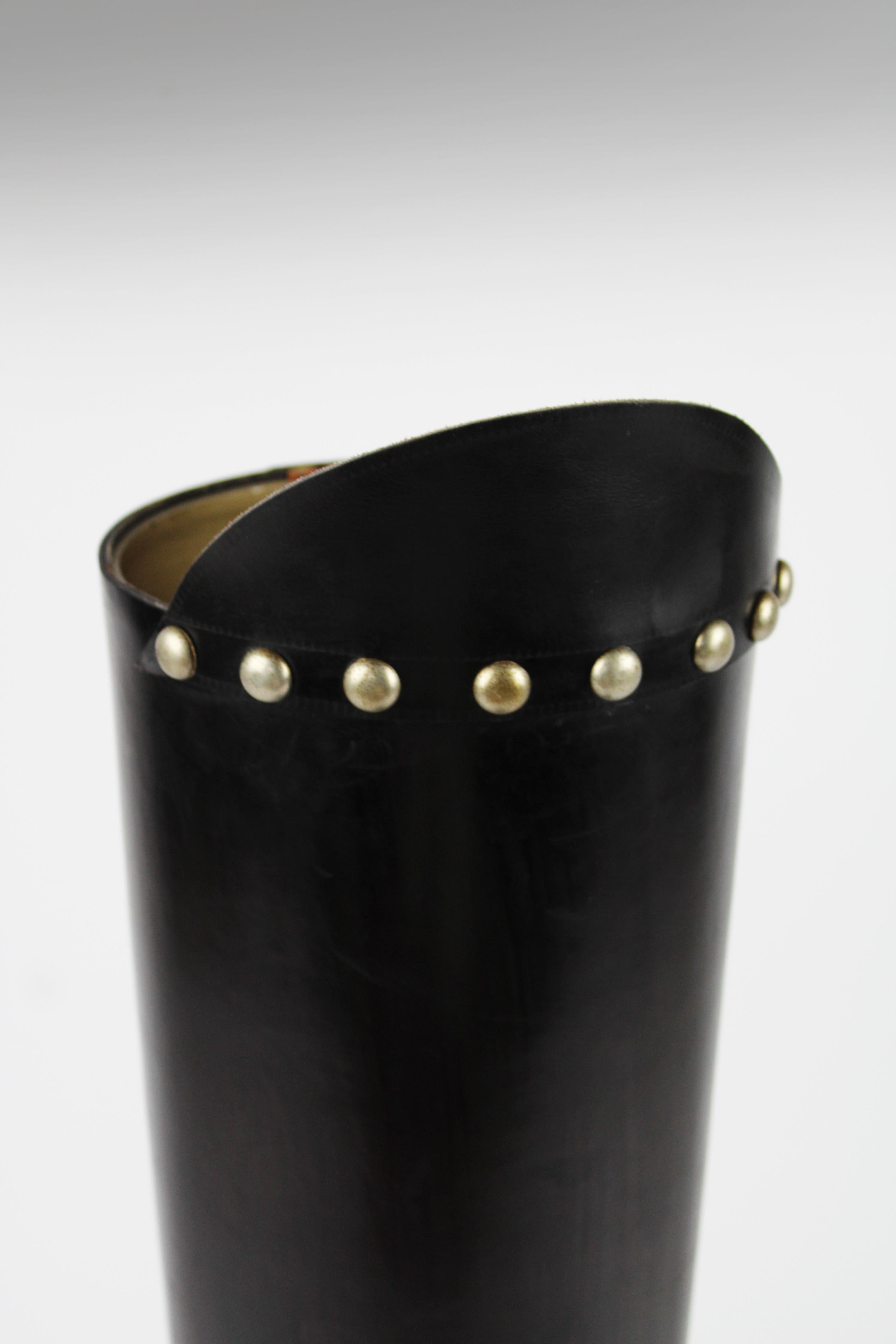 Garde Republicaine Boot leather Umbrella stand Mid century Modern 1950's Italy For Sale 1