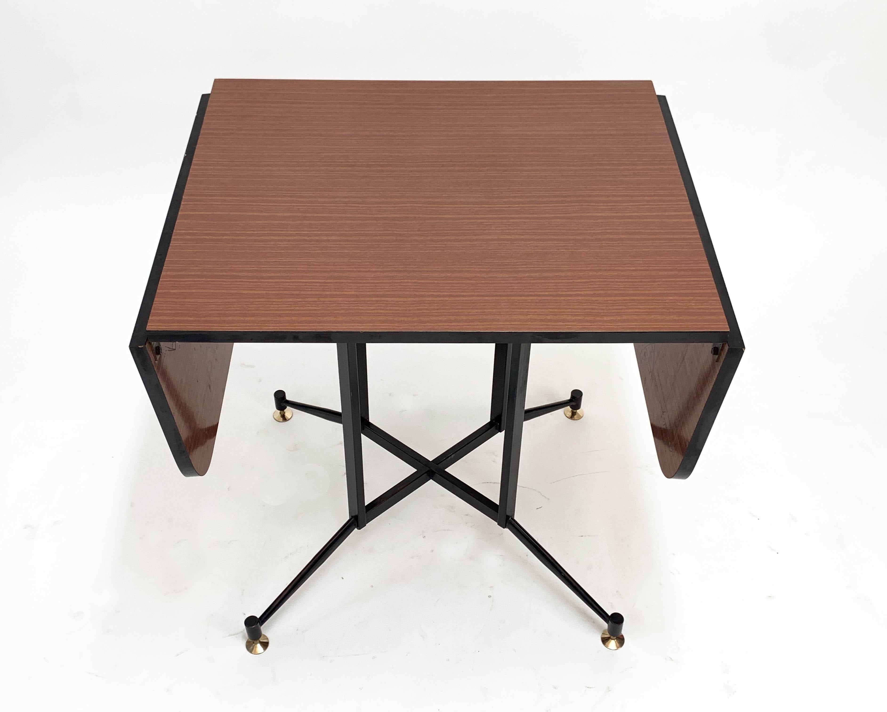 Gardella Midcentury Formica Steel and Brass Table, Laminati Plastici Italy 1950s For Sale 3