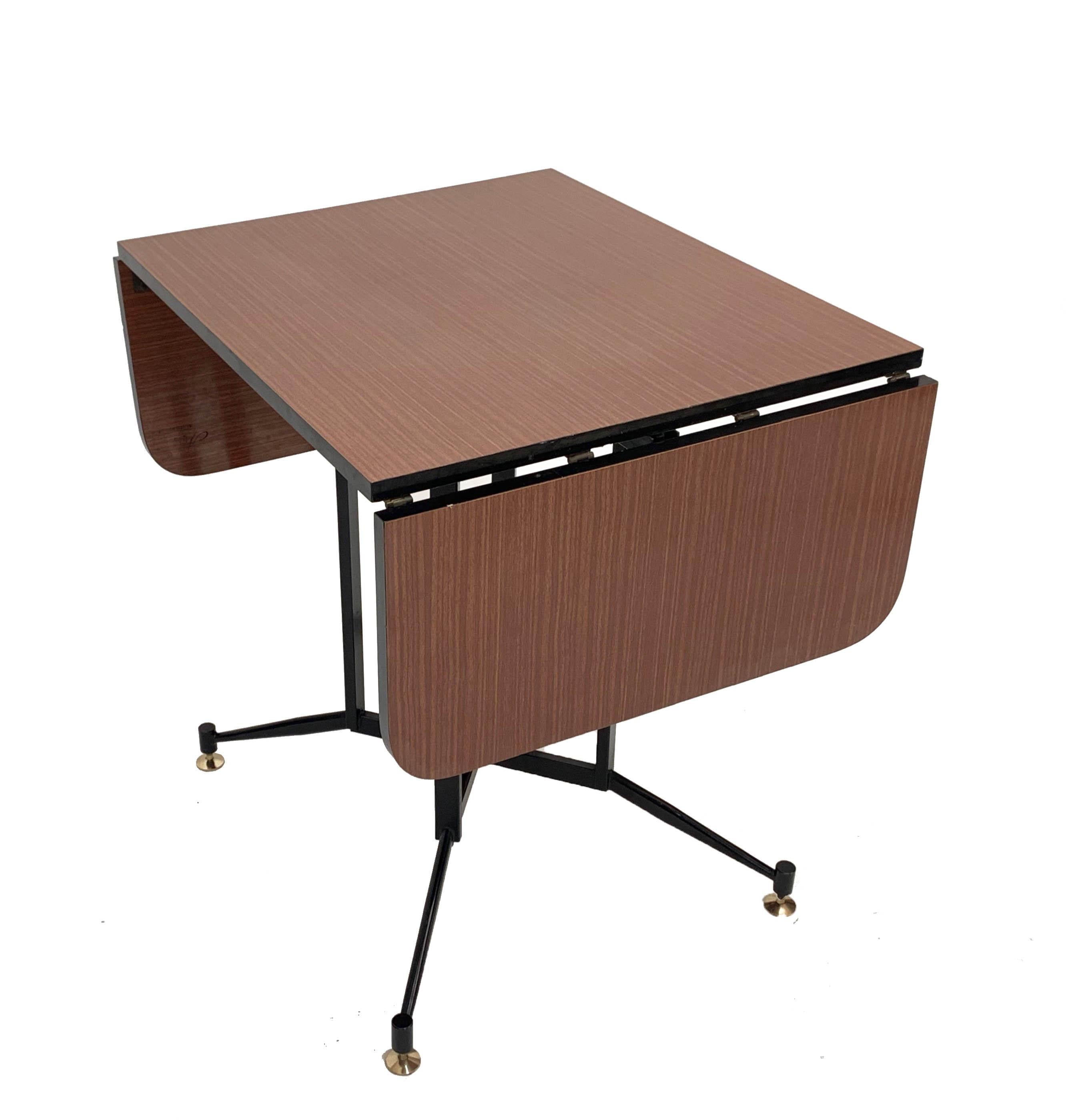 Gardella Midcentury Formica Steel and Brass Table, Laminati Plastici Italy 1950s For Sale 4