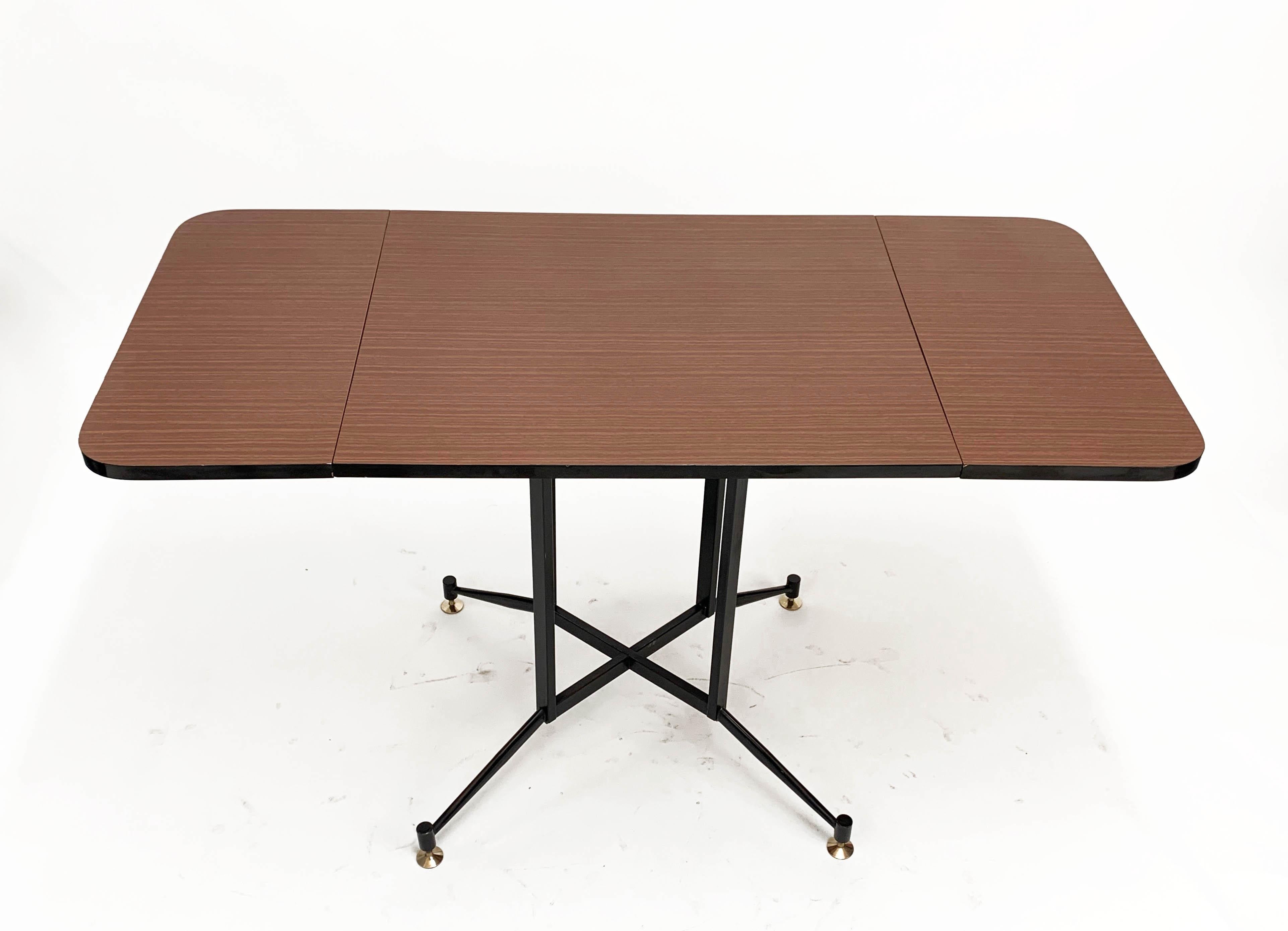 Gardella Midcentury Formica Steel and Brass Table, Laminati Plastici Italy 1950s For Sale 5