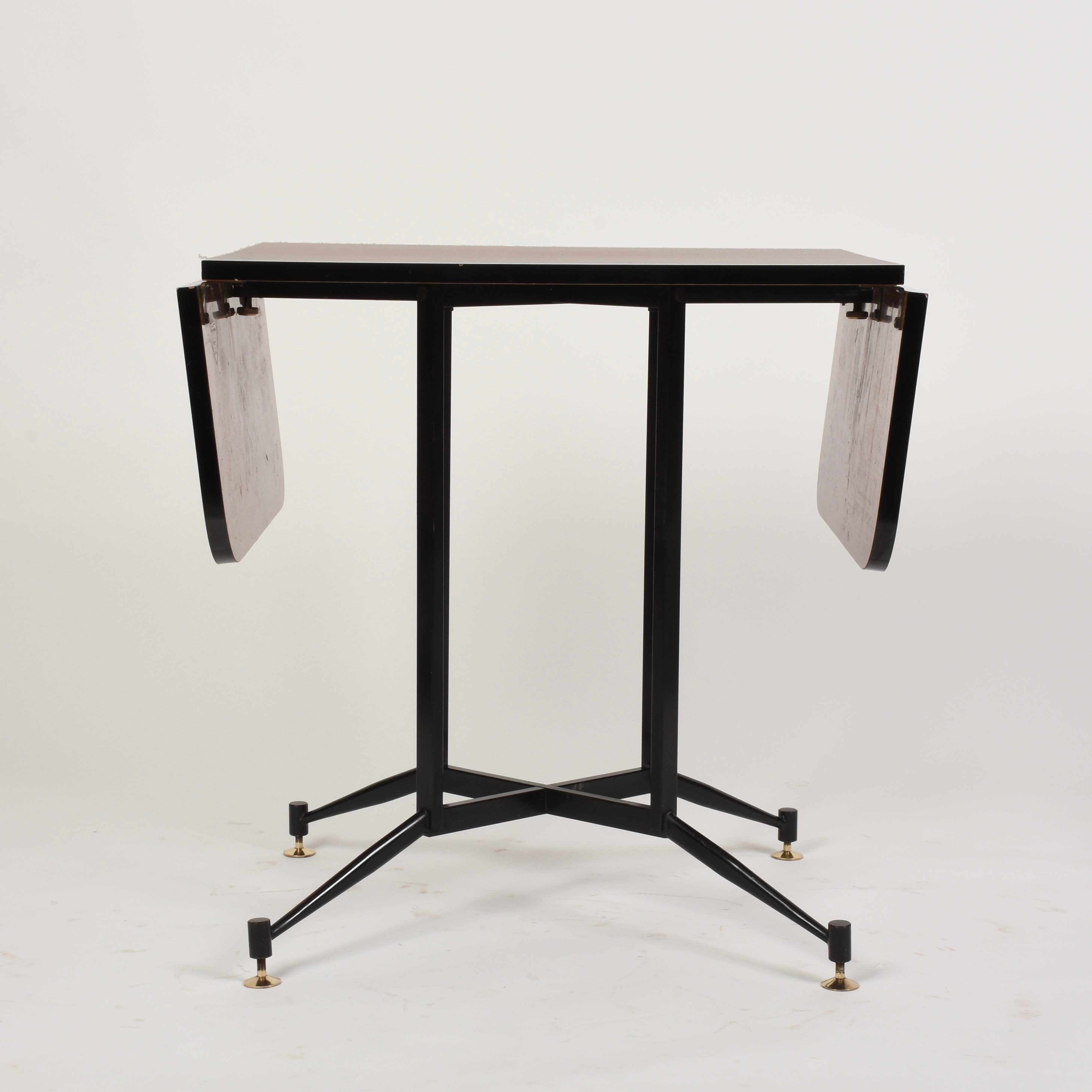 Gardella Midcentury Formica Steel and Brass Table, Laminati Plastici Italy 1950s In Good Condition For Sale In Roma, IT