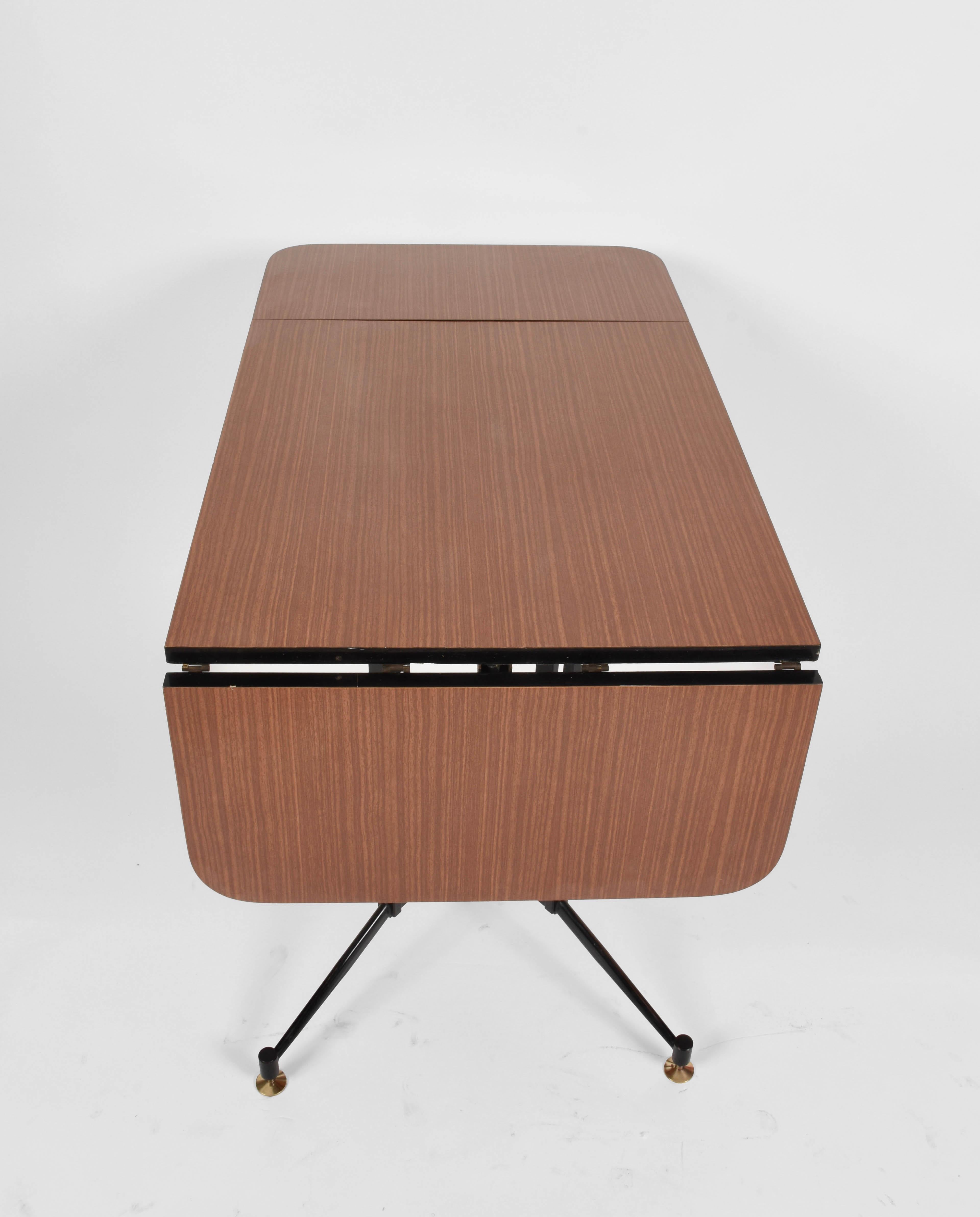 Gardella Midcentury Formica Steel and Brass Table, Laminati Plastici Italy 1950s For Sale 2
