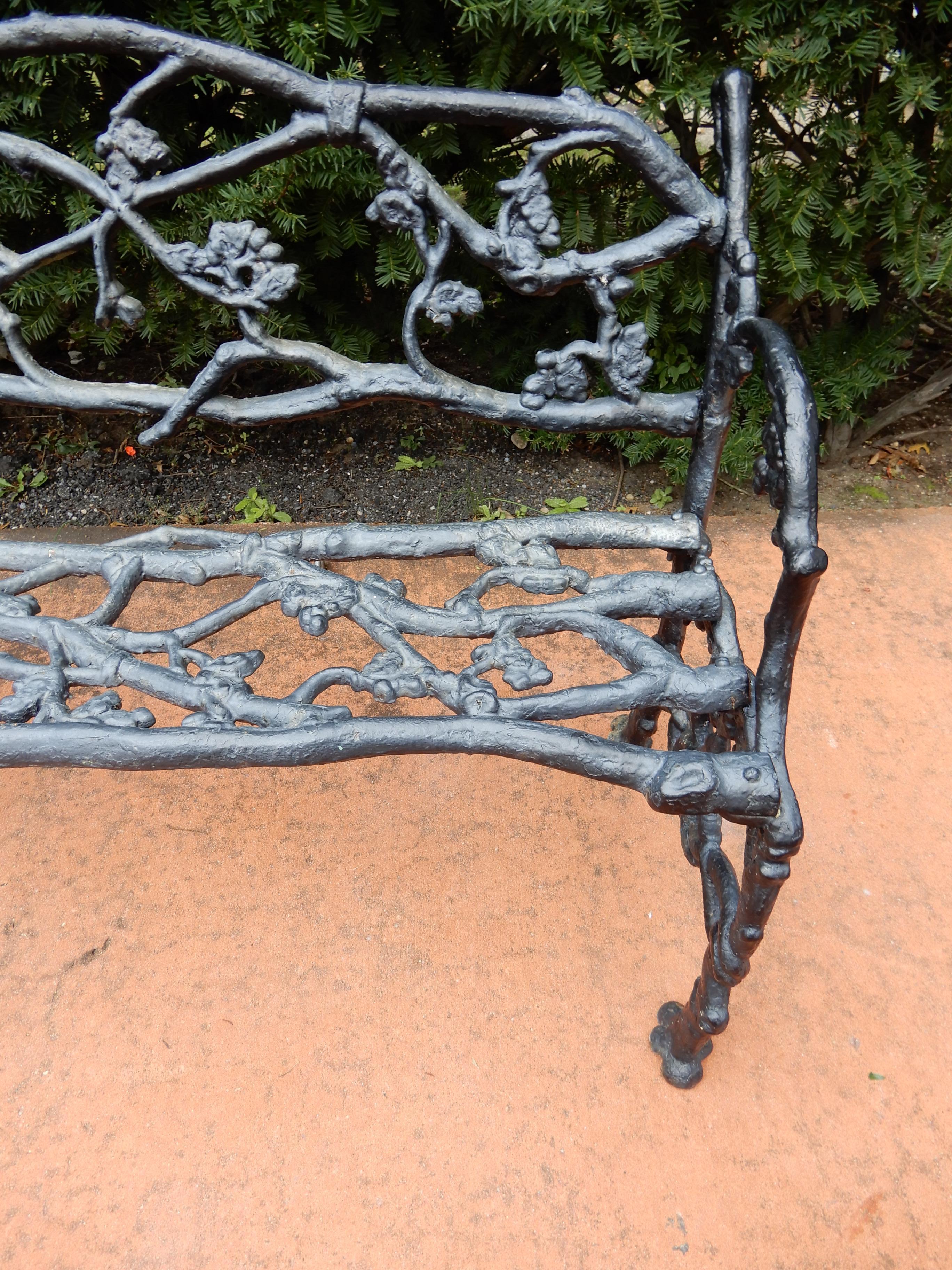 American Garden Antique Rustic or Twig Cast Iron Bench & Chair For Sale