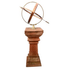 Garden Armillary Sphere Terracotta Stand Sun Dial