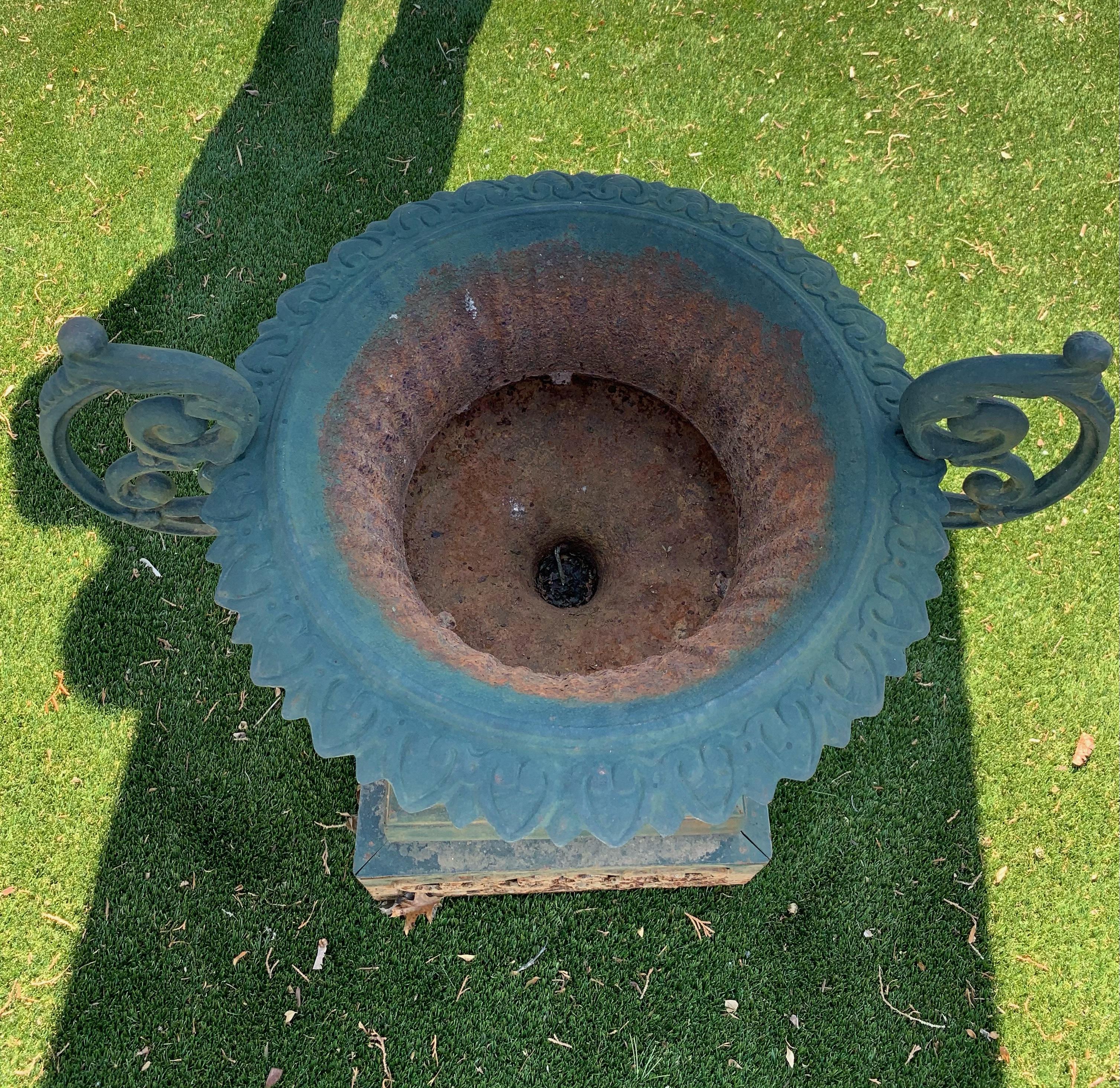 Garden Beauty of an Urn with Gorgeous Verdigris Patina and Fancy Handles 1
