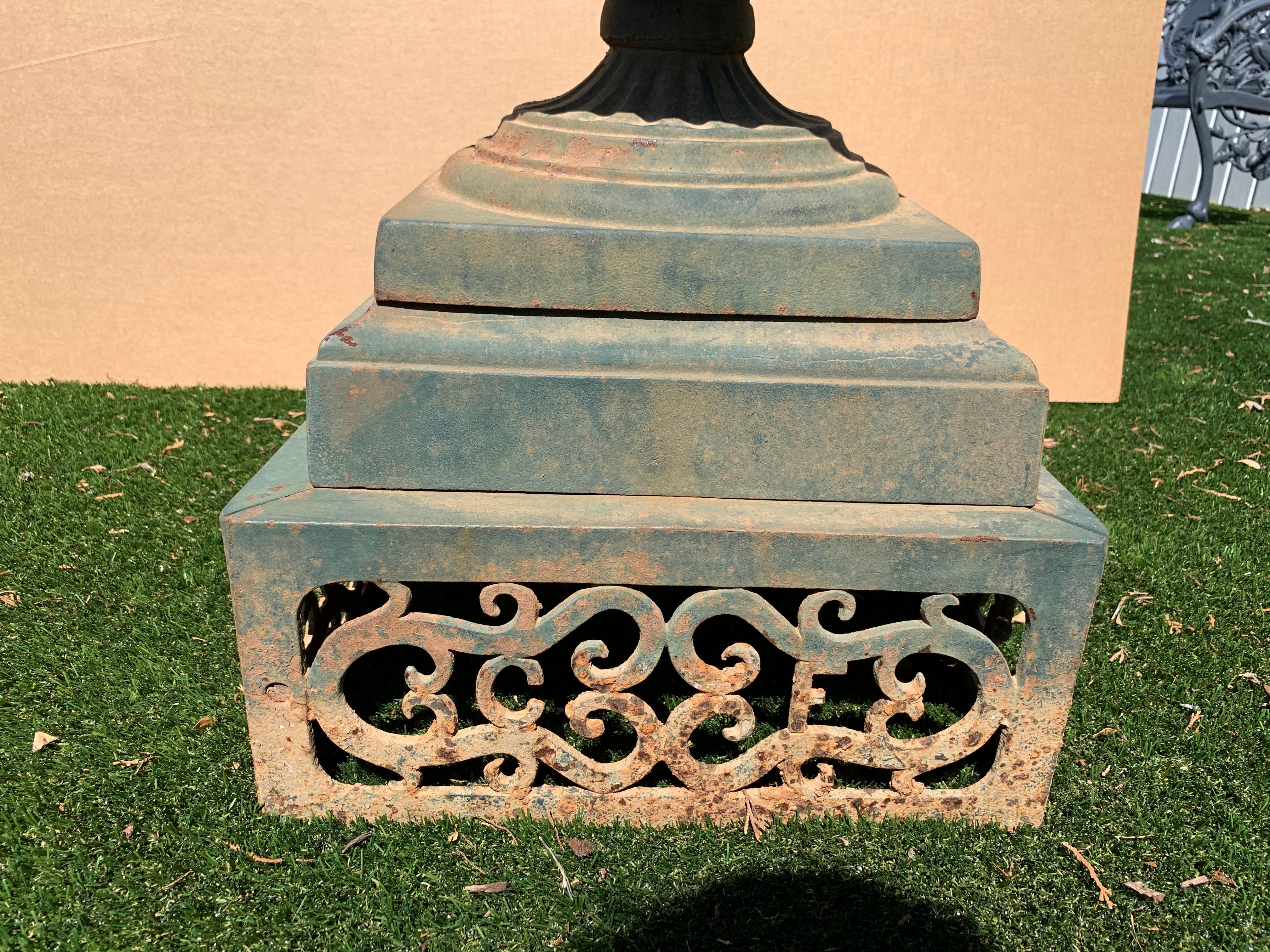 Garden Beauty of an Urn with Gorgeous Verdigris Patina and Fancy Handles 2