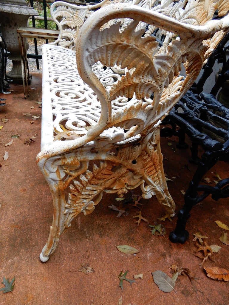 Garden Bench Cast Iron Fern Pattern For Sale at 1stdibs